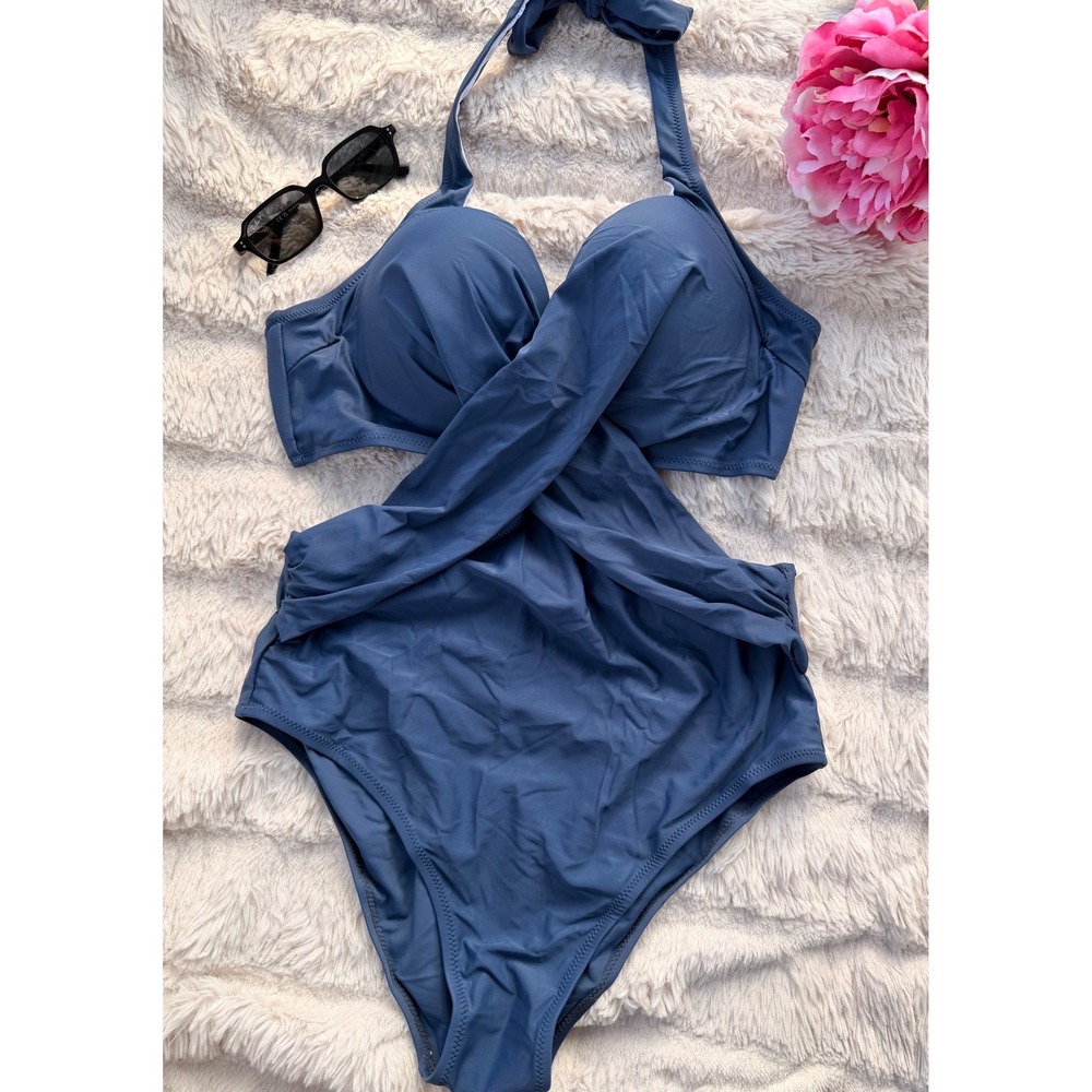 CUPSHE Blue Wrap One-Piece Swimsuit | NWT - SIZE XL